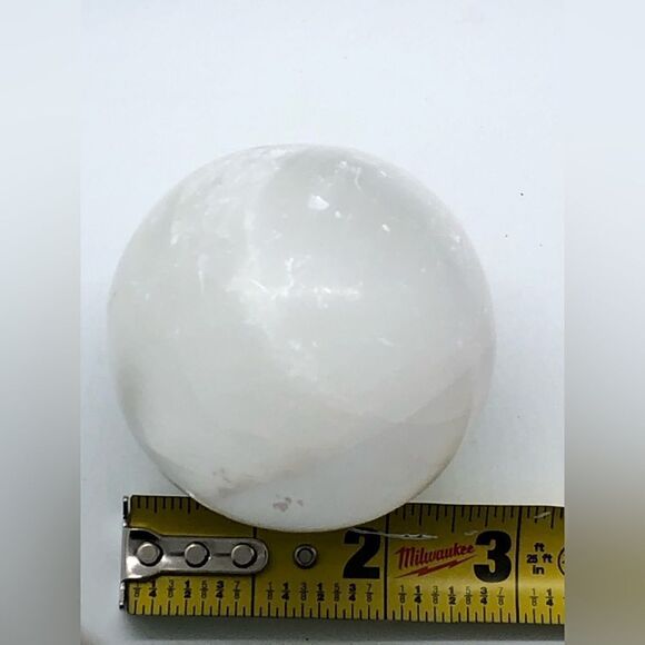 Crystal Selenite Ball, Polished Quartz Sphere on tripod stand - Picture 16 of 16
